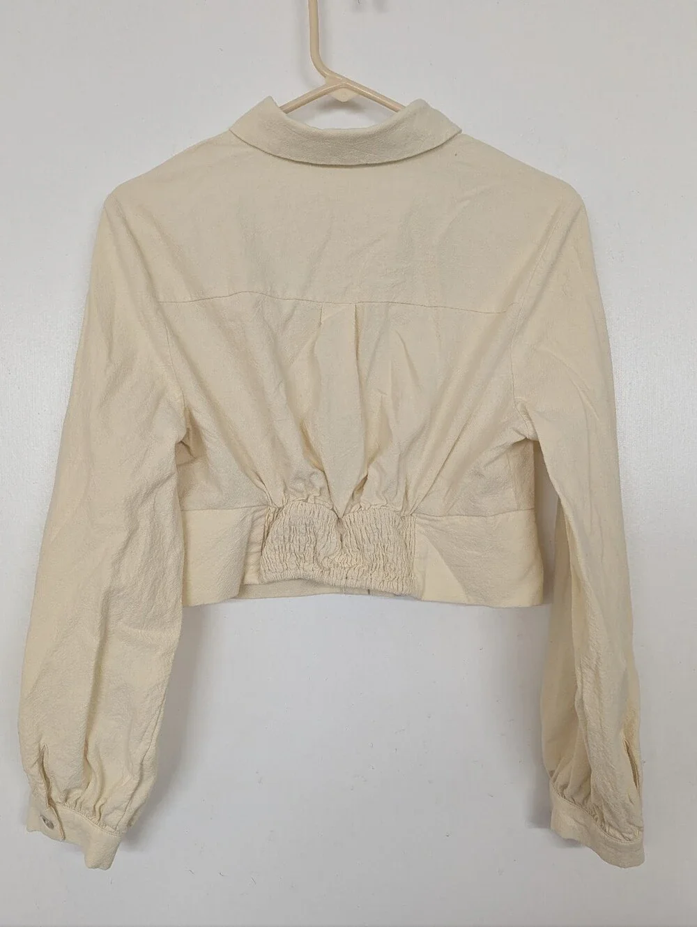 New Cider cream cropped button up cotton blouse size XLarge